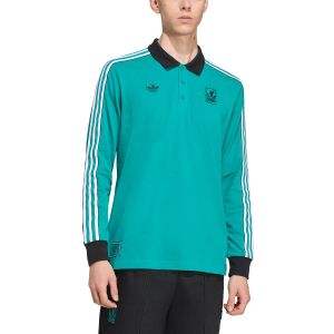 ADIDAS LIVERPOOL TERRACE ICONS LONG SLEEVE POLO - SEA GREEN