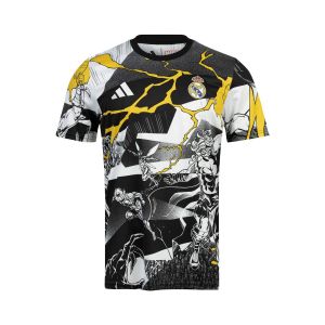 ADIDAS REAL MADRID 2025/2026 PRE SHIRT - WHITE/BLACK/BOLD GOLD